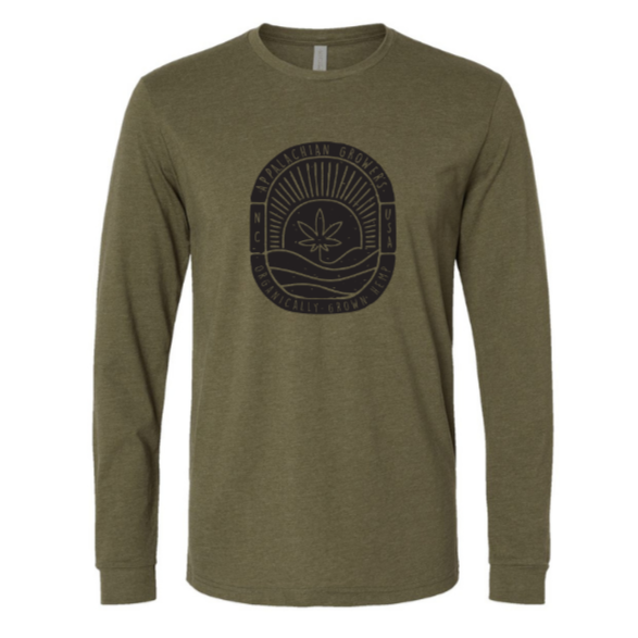 Long Sleeve Emblem T-Shirt Heather Army Green